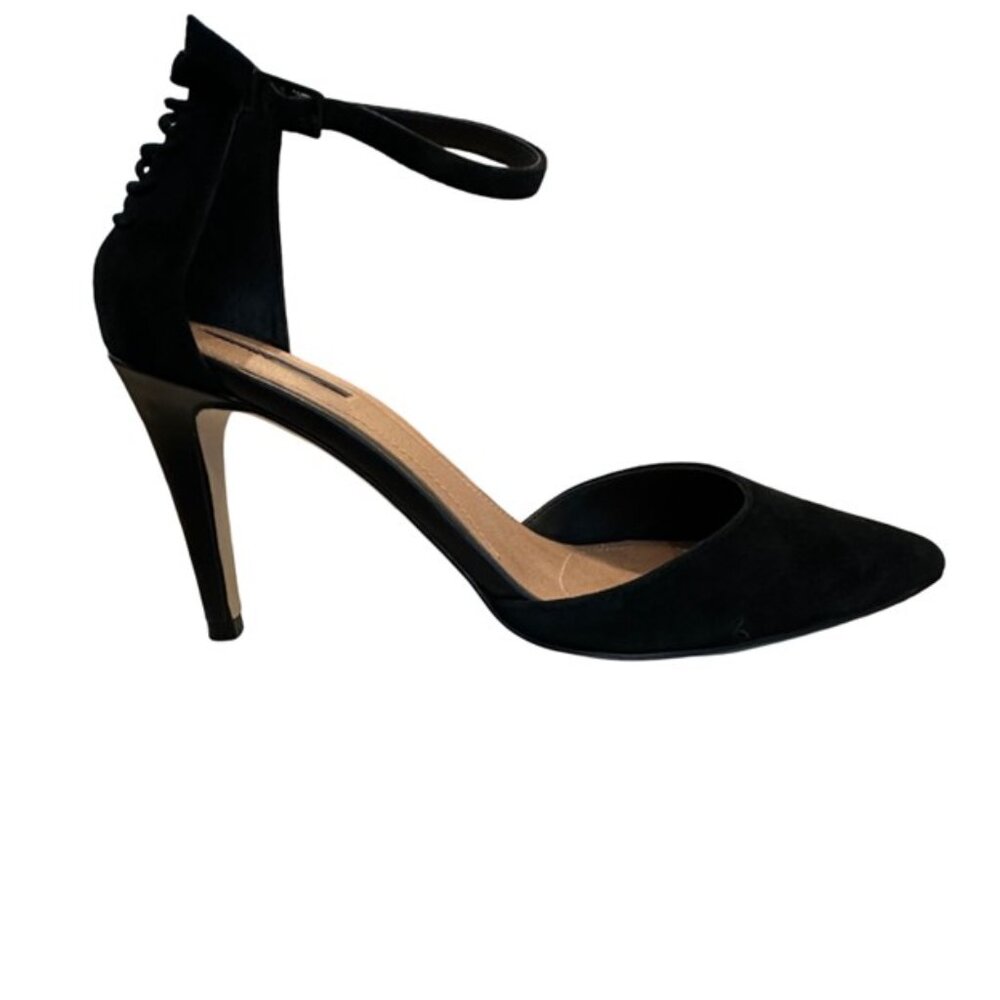 Tahari Black Suede Ankle Strap Corset Heels - Size 8.5 - Picture 2 of 9